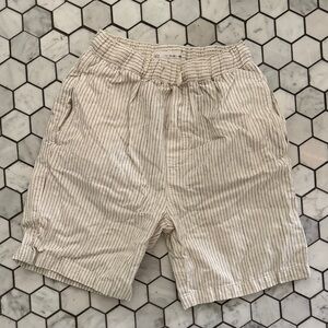Zara Cream and Black Striped Linen Shorts Kids 11-12